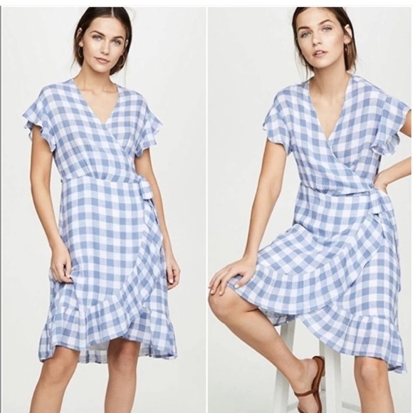 Rails Brigette Periwinkle Gingham wrap midi Dress - Picture 2 of 15